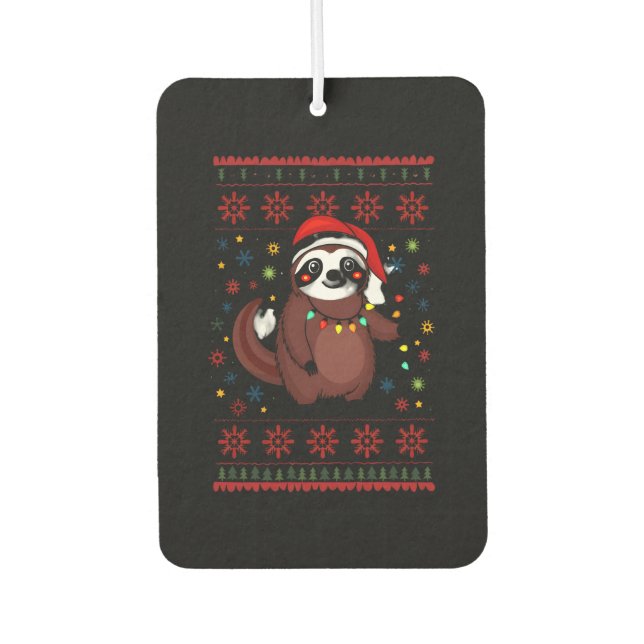 Christmas Shirt for Sloth Lover Gift Santa Buffalo Car Air Freshener (Front)