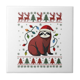 Christmas Shirt for Sloth Lover Gift Santa Buffalo Ceramic Tile