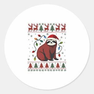 Christmas Shirt for Sloth Lover Gift Santa Buffalo Classic Round Sticker