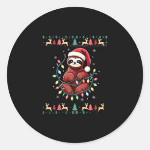 Christmas Shirt for Sloth Lover Gift Santa Buffalo Classic Round Sticker