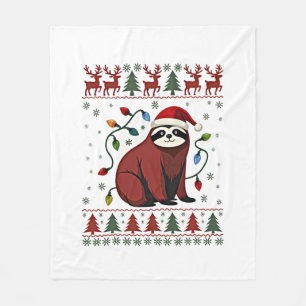 Christmas Shirt for Sloth Lover Gift Santa Buffalo Fleece Blanket