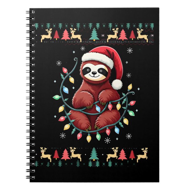 Christmas Shirt for Sloth Lover Gift Santa Buffalo Notebook (Front)