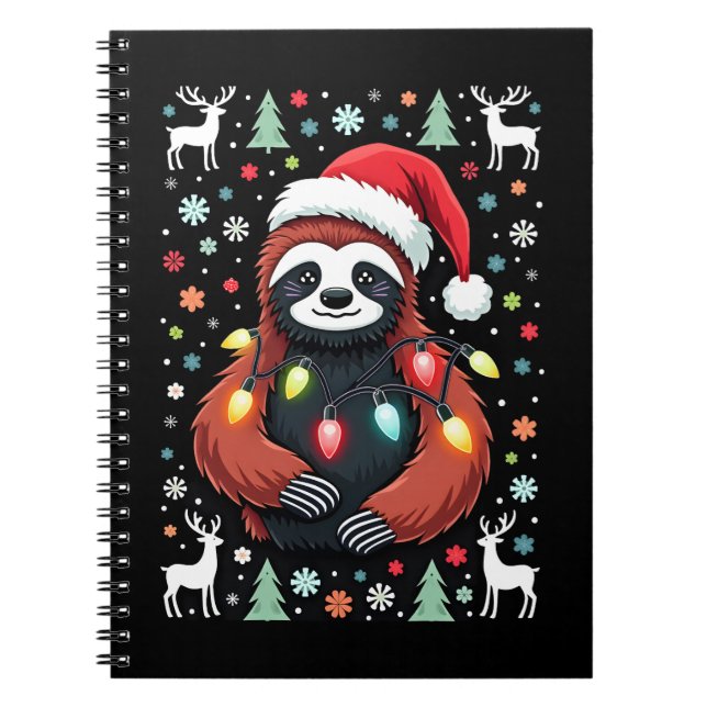 Christmas Shirt for Sloth Lover Gift Santa Buffalo Notebook (Front)