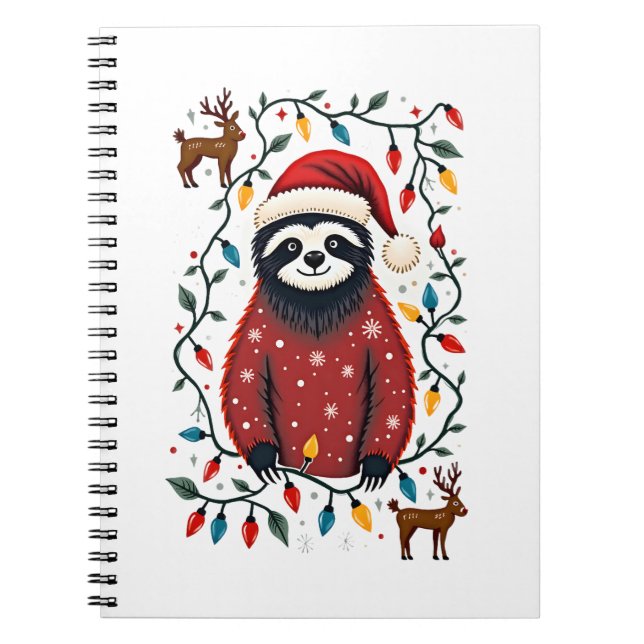 Christmas Shirt for Sloth Lover Gift Santa Buffalo Notebook (Front)