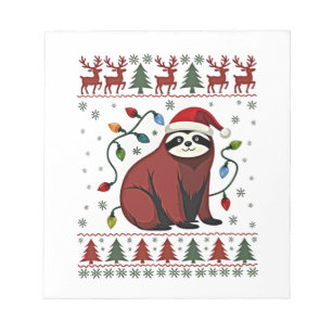 Christmas Shirt for Sloth Lover Gift Santa Buffalo Notepad