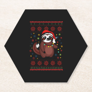 Christmas Shirt for Sloth Lover Gift Santa Buffalo Paper Coaster