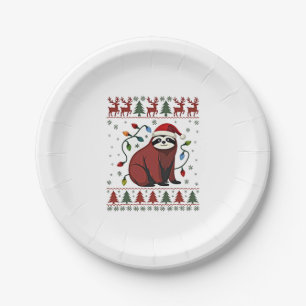 Christmas Shirt for Sloth Lover Gift Santa Buffalo Paper Plate