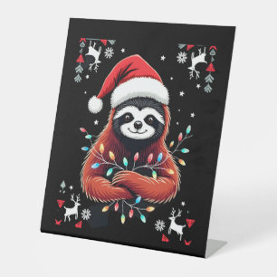 Christmas Shirt for Sloth Lover Gift Santa Buffalo Pedestal Sign
