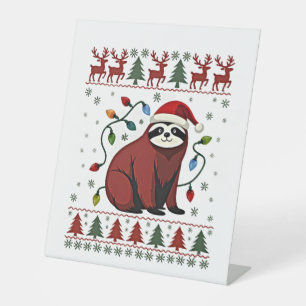 Christmas Shirt for Sloth Lover Gift Santa Buffalo Pedestal Sign