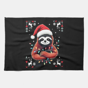 Christmas Shirt for Sloth Lover Gift Santa Buffalo Tea Towel