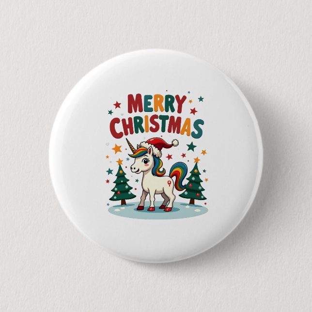 Christmas Shirt Unicorn Girls Christmas Outfit Chr 6 Cm Round Badge (Front)