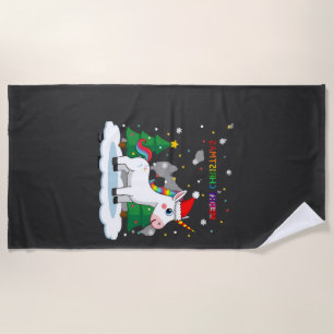 Christmas Shirt Unicorn Girls Christmas Outfit Chr Beach Towel