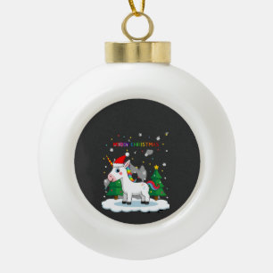 Christmas Shirt Unicorn Girls Christmas Outfit Chr Ceramic Ball Christmas Ornament