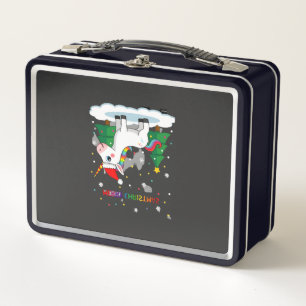 Christmas Shirt Unicorn Girls Christmas Outfit Chr Metal Lunch Box