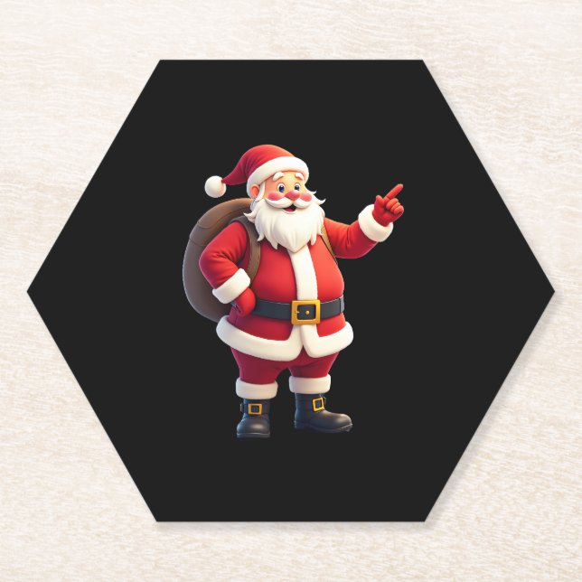 Christmas Shirts for Boys Kids Dabbing Santa Xmas  Paper Coaster (Front)