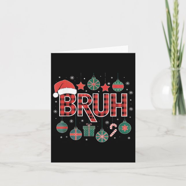 Christmas Shirts For Women Bruh Red Plaid Buffalo  Card (Front)