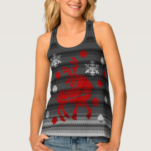 Christmas Shirts Holiday Reindeer Knit Print Tops