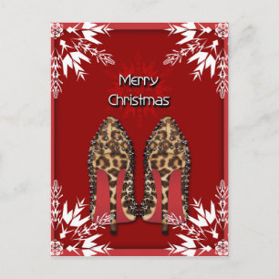 Christmas Shoes Stilettos fashion Snowflake Xmas Holiday Postcard