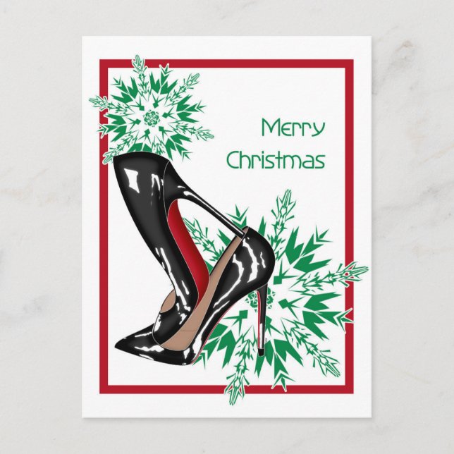 Christmas Shoes Stilettos fashion Snowflake Xmas Holiday Postcard (Front)