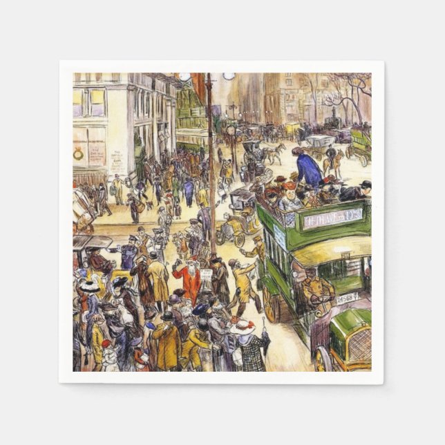 Christmas Shoppers on Fifth Avenue (New York City) Napkin (Front)