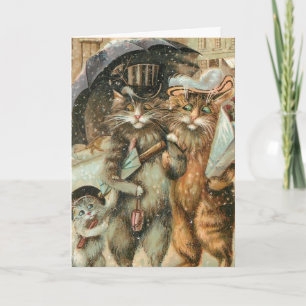 Christmas Shopping Cats. Holiday Card