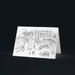 Christmas shopping in Covent Garden Holiday Card<br><div class="desc">Black line on white card - a Christmas scene of shoppers,  carol singers and buskers in Covent Garden,  London</div>