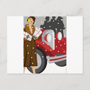 Christmas Shopping in the Snow Postcard