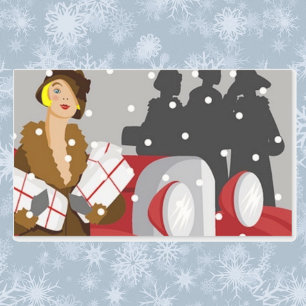 Christmas Shopping in the Snow Rectangular Sticker