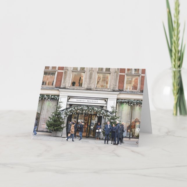 Christmas Shopping Knightsbridge London UK Photo Card (Front)