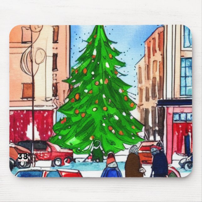 Christmas Shopping Mouse Pad (Front)
