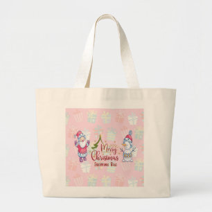 Christmas Shopping Tote Bag Santa & Snowman