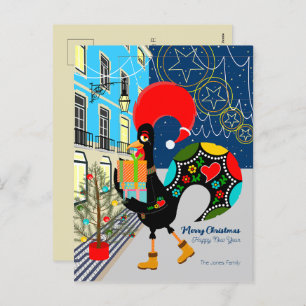 Christmas shopping with the Portuguese Rooster Holiday Postcard