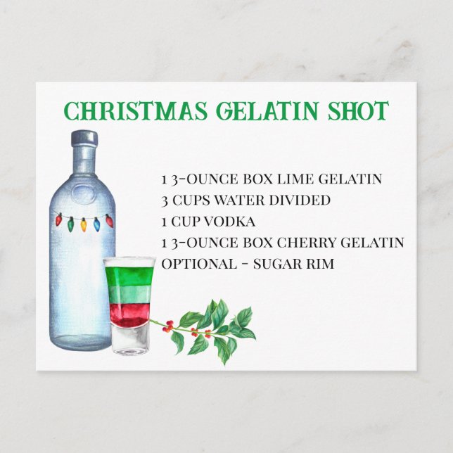 Christmas Shot Drink Recipe Holiday Party  Postcard (Front)