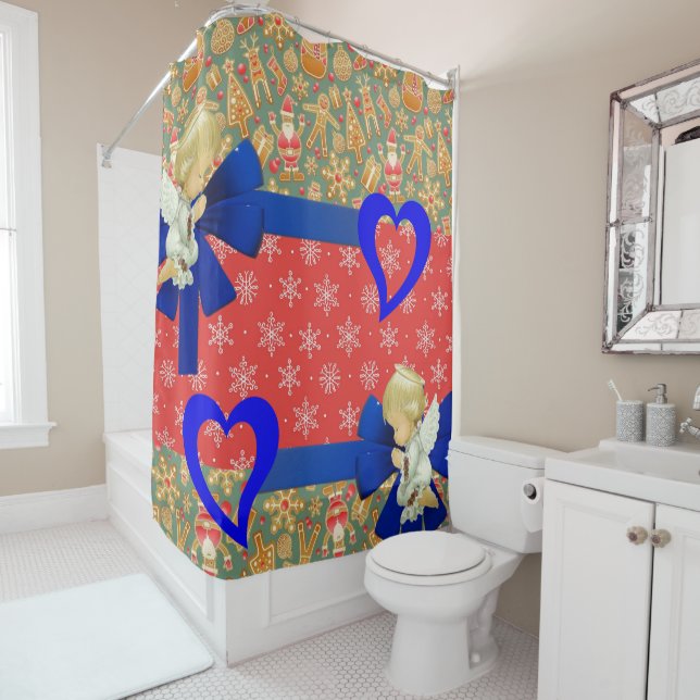Christmas Shower Curtain, Angel Shower Curtain (In Situ)