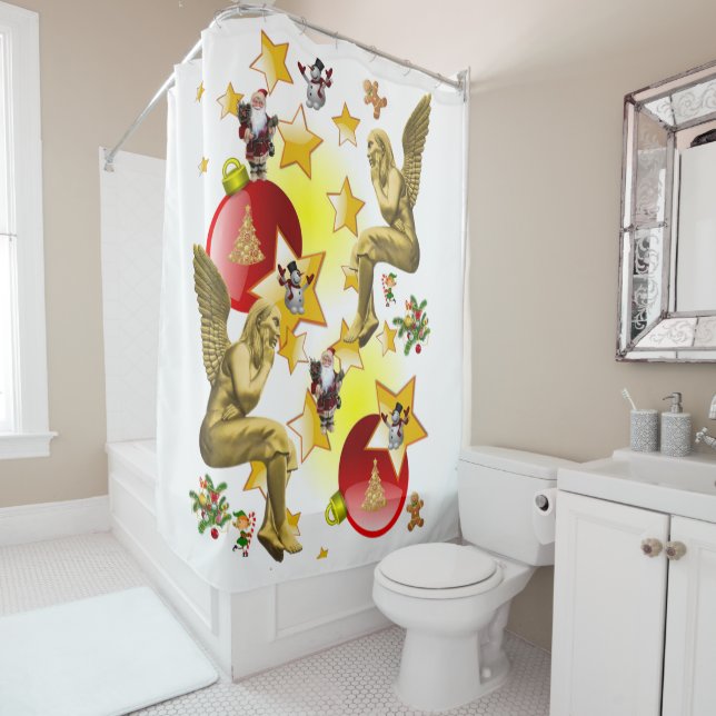 Christmas Shower Curtain, Christmas Angel Shower Curtain (In Situ)