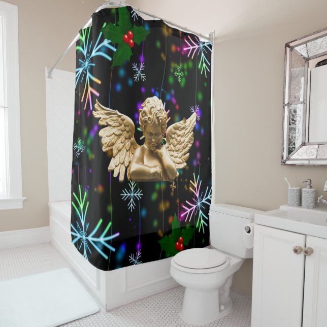 Christmas Shower Curtain, Christmas Angel Shower Curtain (In Situ)