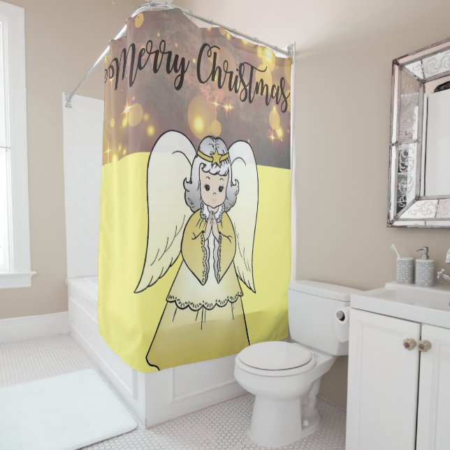 Christmas Shower Curtain, Christmas Angel Shower Curtain (In Situ)