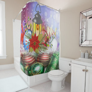 Christmas Shower Curtain, Christmas Candle Shower Curtain