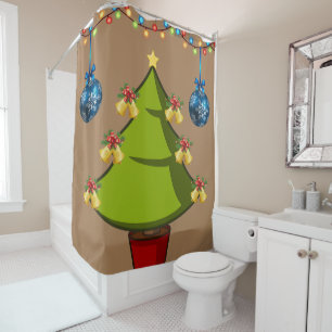 Christmas Shower Curtain, Christmas Tree Curtain