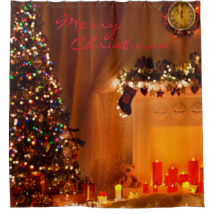 Christmas Shower Curtain/Christmas Tree Shower Curtain