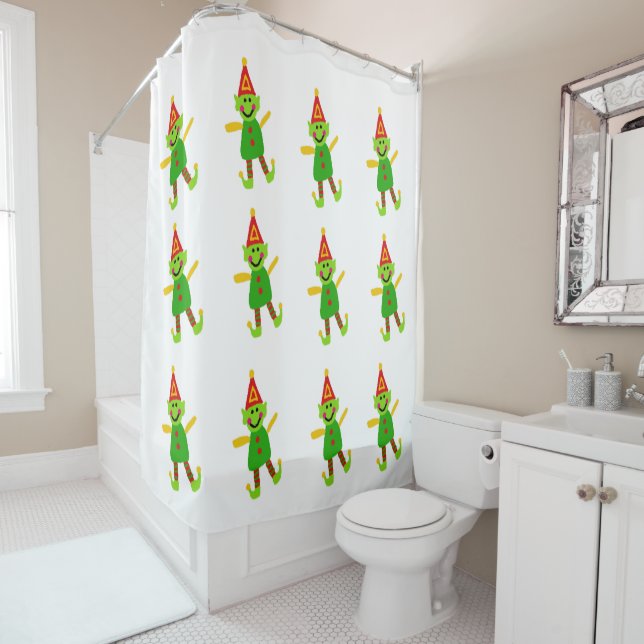 Christmas Shower Curtain Elf (In Situ)