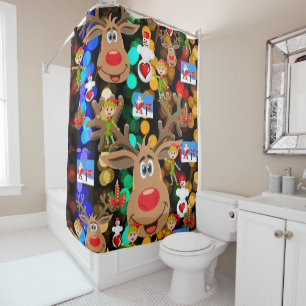 Christmas Shower Curtain, Elf Curtain