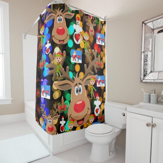 Christmas Shower Curtain, Elf Curtain (In Situ)