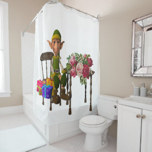 Christmas Shower Curtain, Elf Curtain