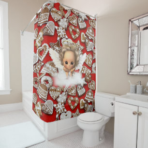 Christmas Shower Curtain, Elf Curtain