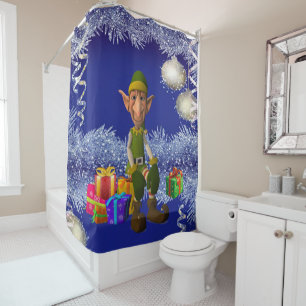 Christmas Shower Curtain, Elf Curtain