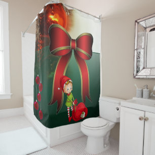 Christmas Shower Curtain, Elf Curtain