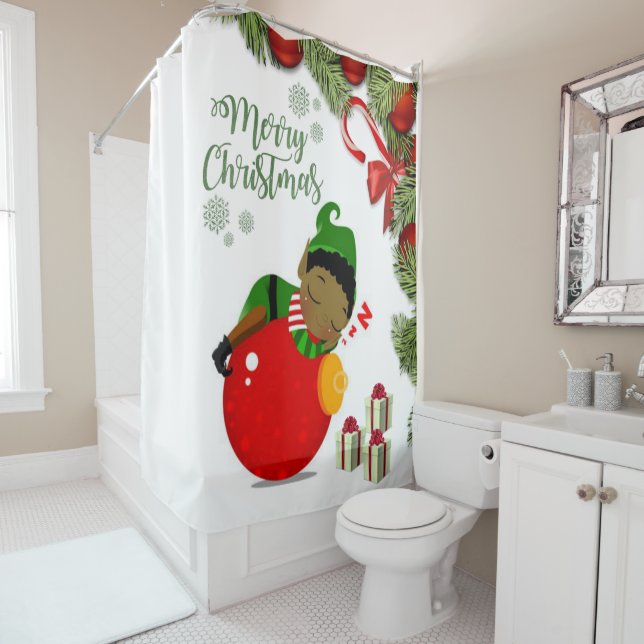 Christmas Shower Curtain, Elf Shower Curtain (In Situ)
