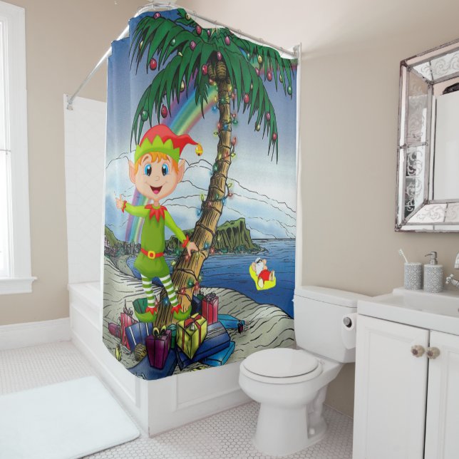 Christmas Shower Curtain, Elf Shower Curtain (In Situ)
