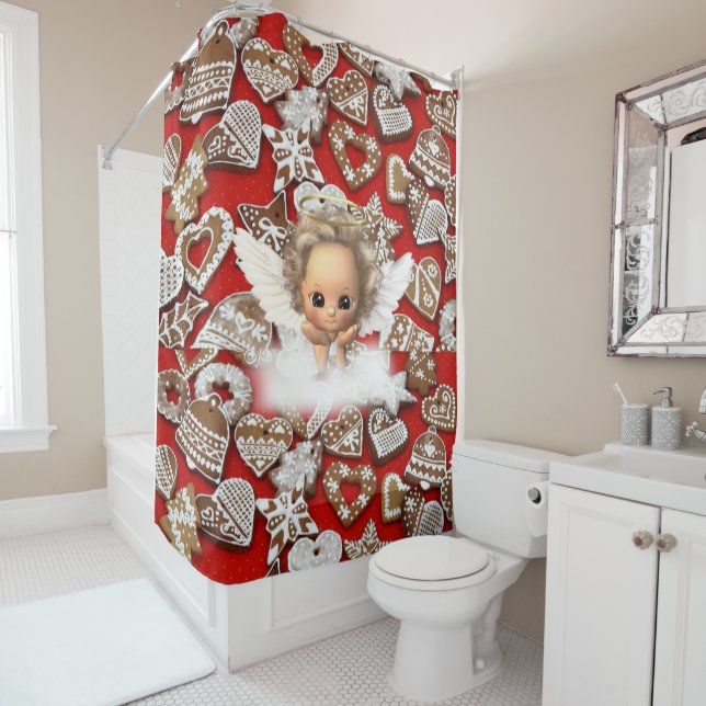 Christmas Shower Curtain, Elf Shower Curtain (In Situ)